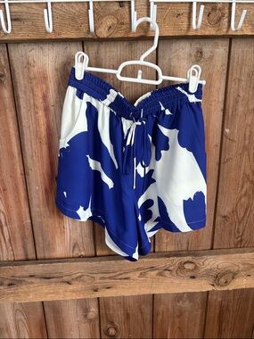 CROSBY by Mollie Burch Royal Blue & White Abstract elastic waist/pockets